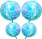 Iridescent 4D Round Ball Balloons 4D Dopamine Mylar Round Blue Balloon for Rainbow Under The Sea Mermaid